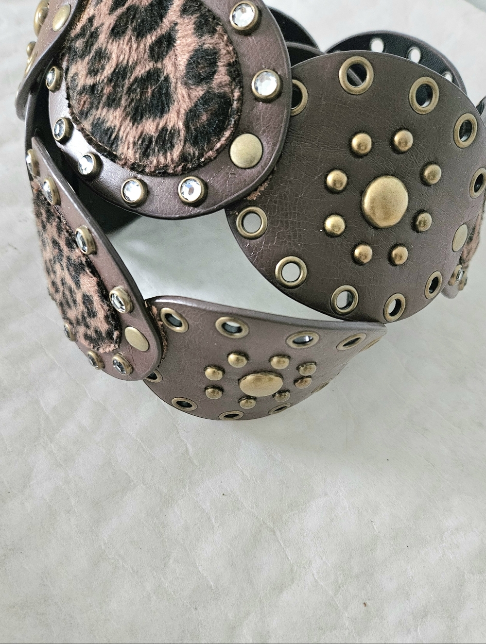 Western Belt Animal Hair Insets Rhinestones